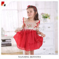 Kid girl summer red chiffon embroideried dress